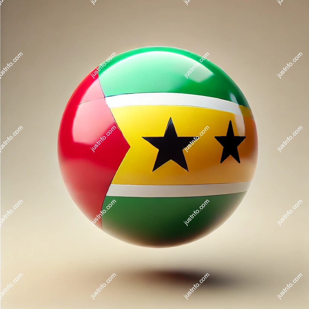Spherical 3D rendering of the flag of Sao Tome and Principe