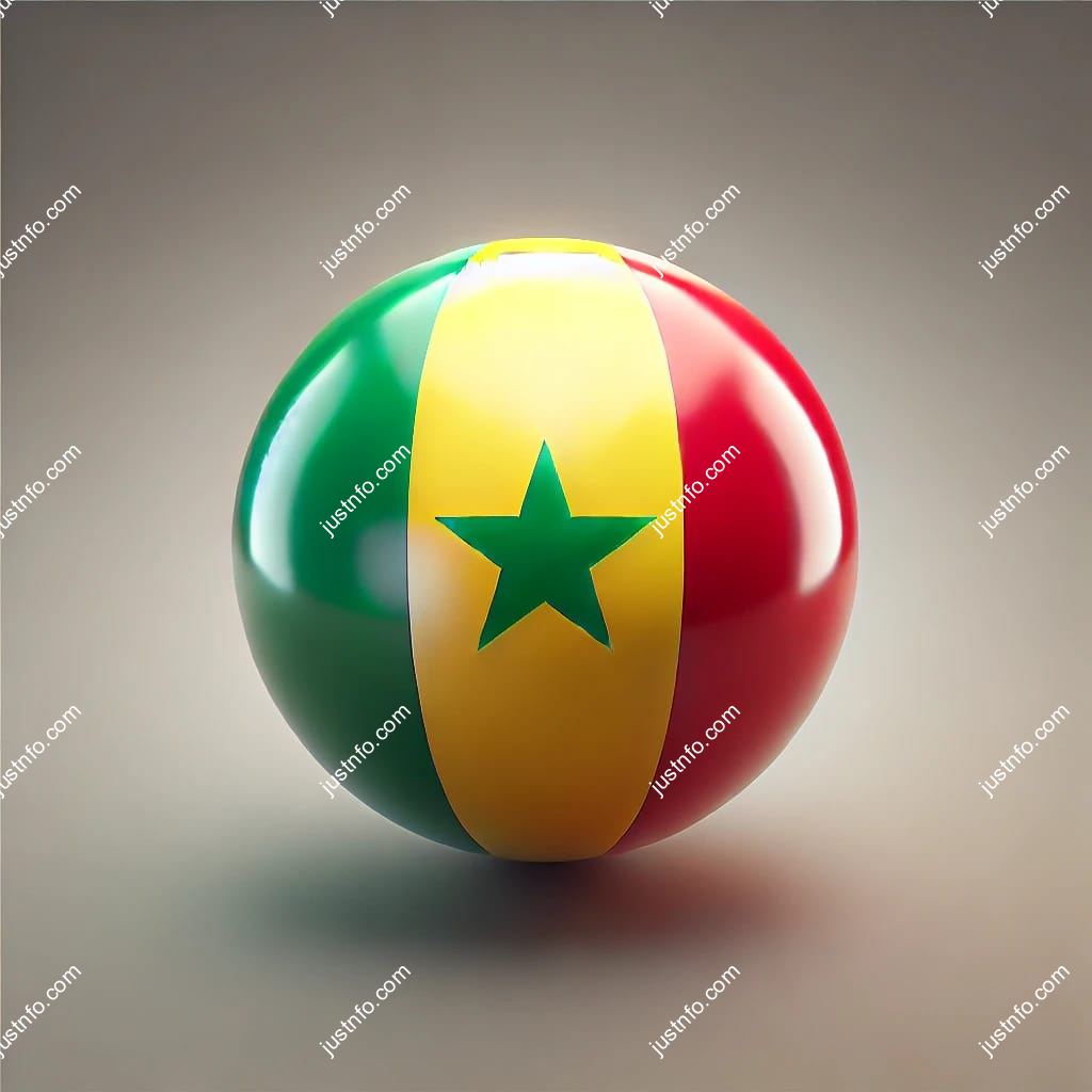 Spherical 3D rendering of the flag of Senegal