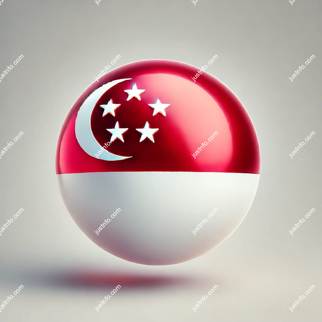 Spherical 3D rendering of the flag of Singapore