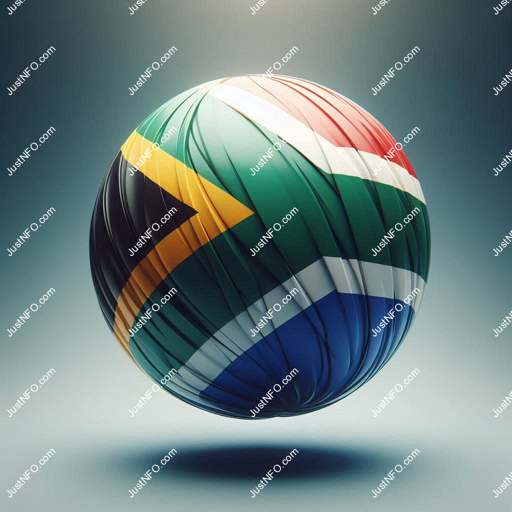 Spherical 3D rendering of the flag of South Africa