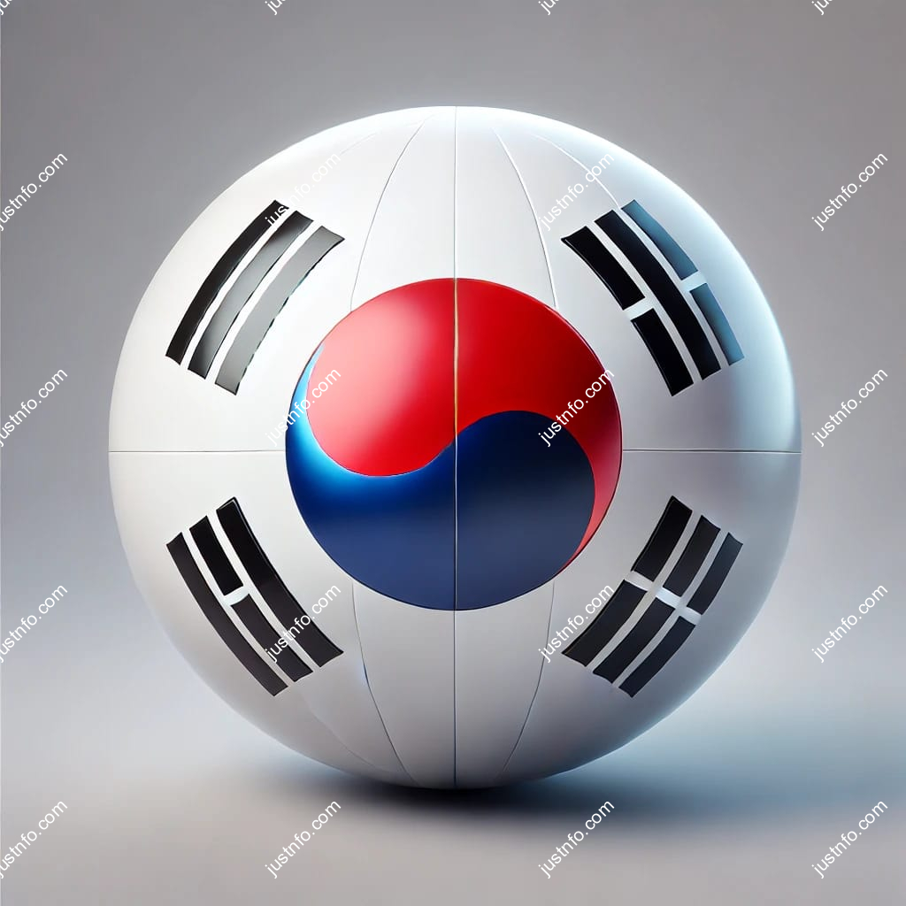 Spherical 3D rendering of the flag of South Korea