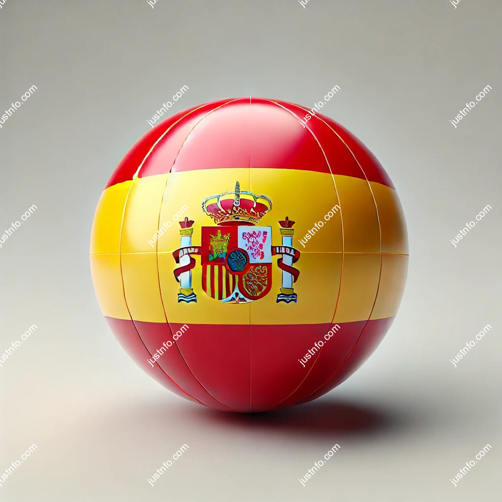 Spherical 3D rendering of the flag of Spain