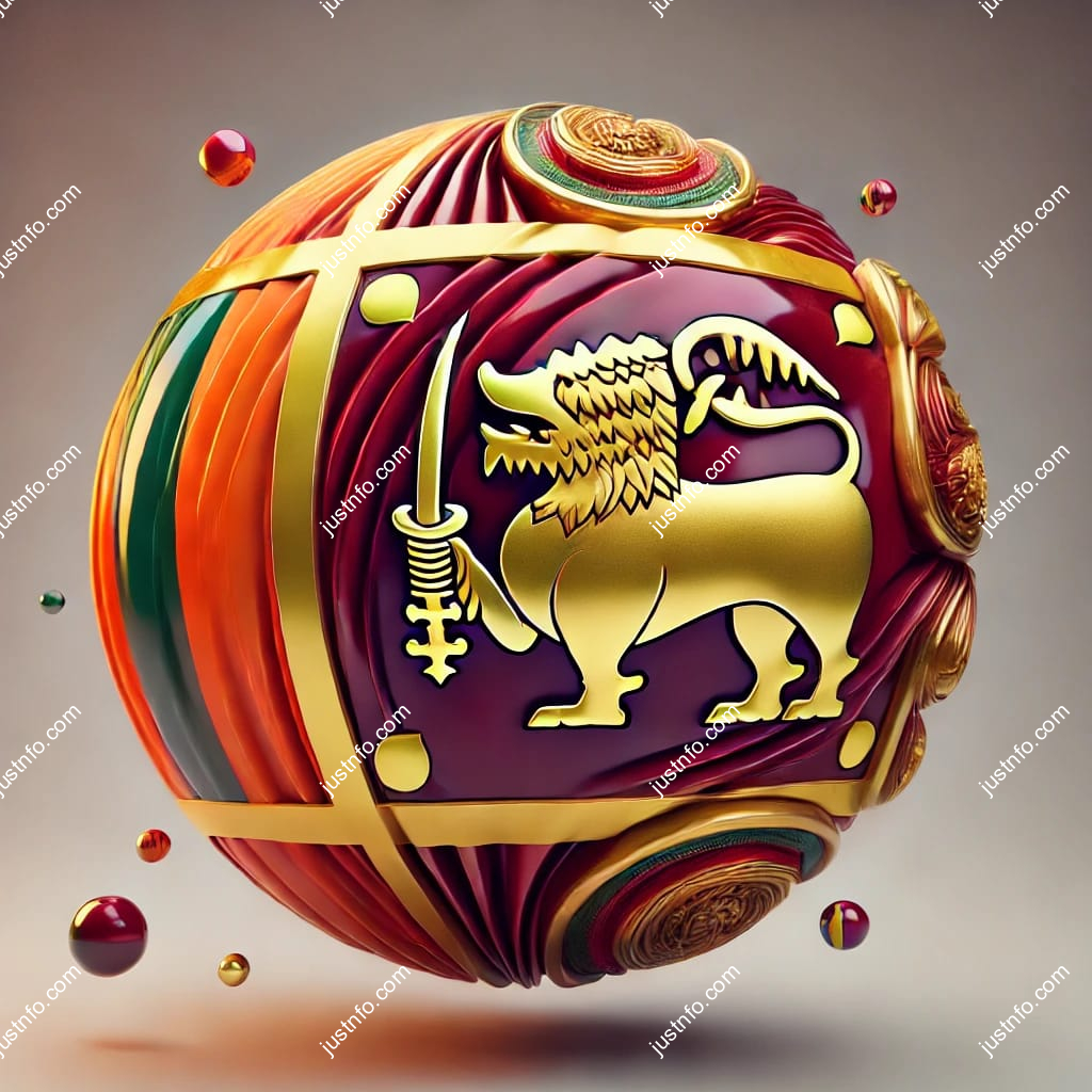 Spherical 3D rendering of the flag of Sri Lanka