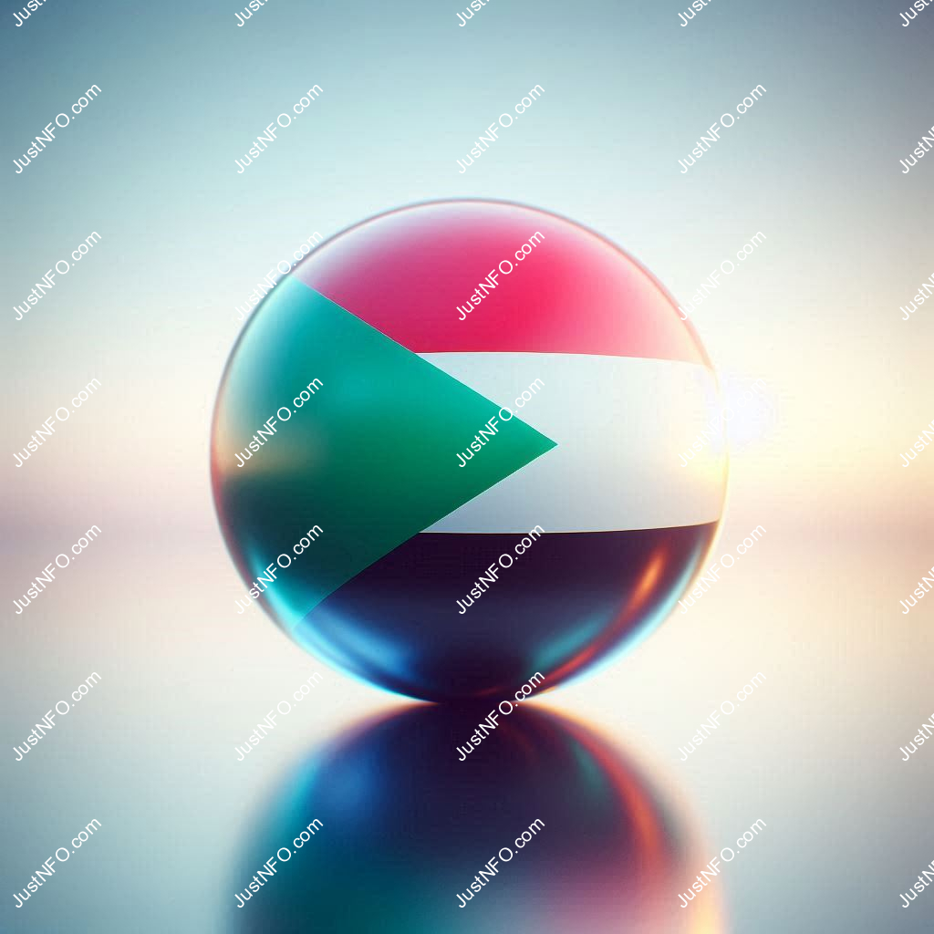 Spherical 3D rendering of the flag of Sudan
