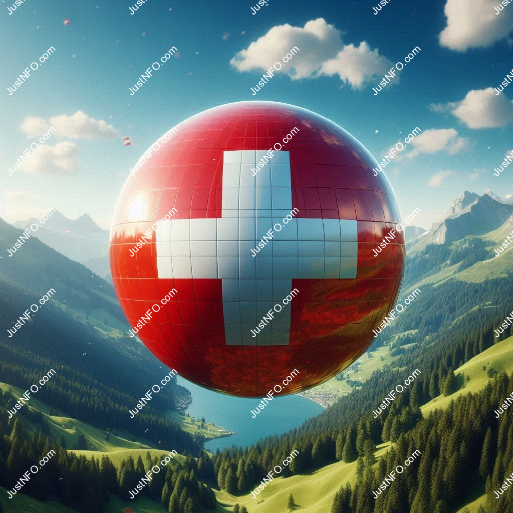 Spherical 3D rendering of the flag of Switzerland