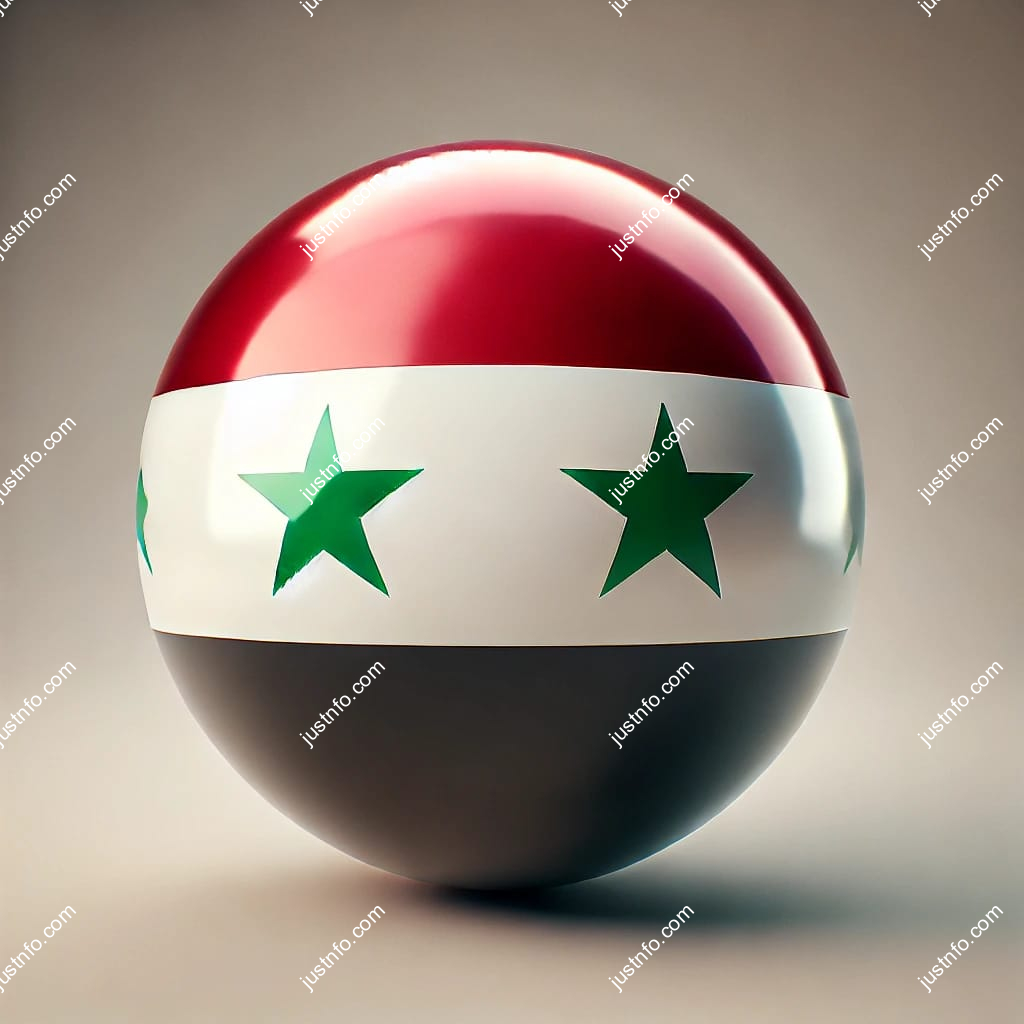 Spherical 3D rendering of the flag of Syria