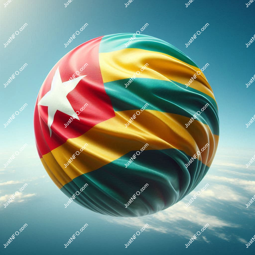 Spherical 3D rendering of the flag of Togo