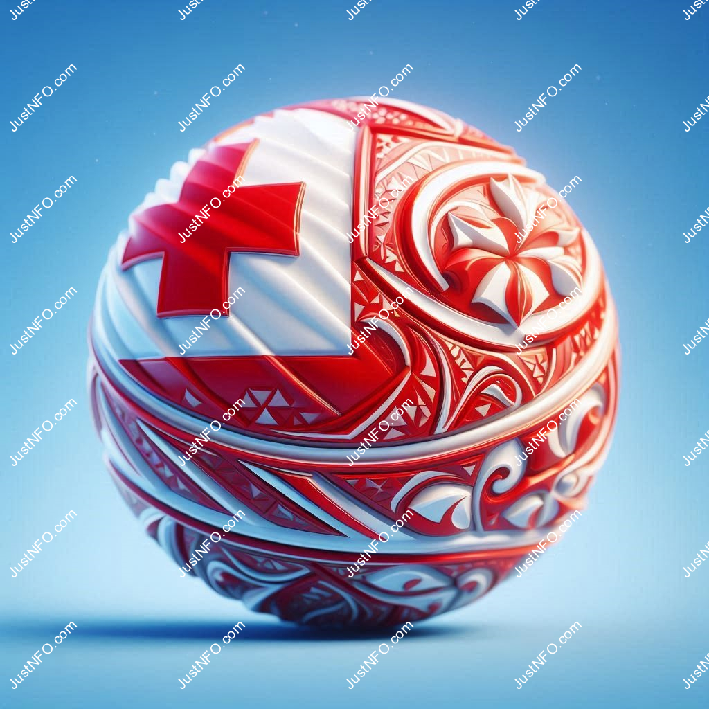 Spherical 3D rendering of the flag of Tonga
