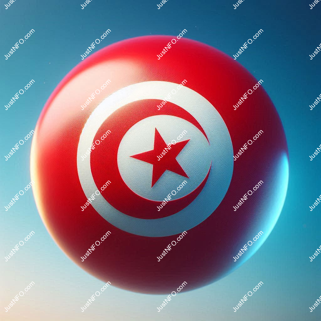 Spherical 3D rendering of the flag of Tunisia