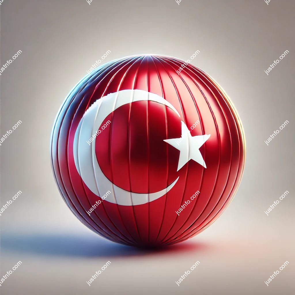 Spherical 3D rendering of the flag of Turkey