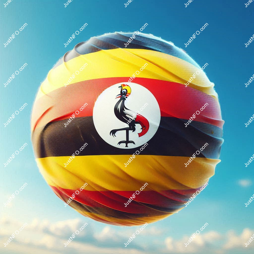 Spherical 3D rendering of the flag of Uganda