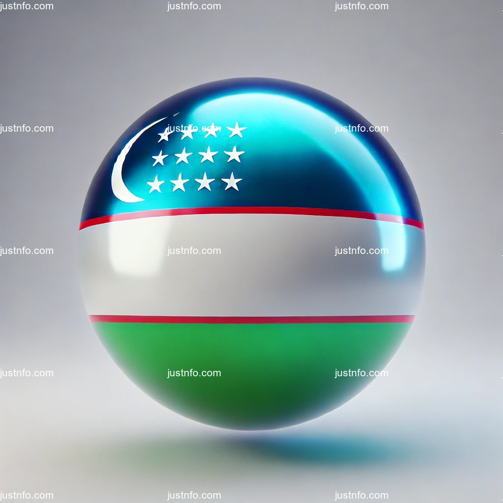 Spherical 3D rendering of the flag of Uzbekistan