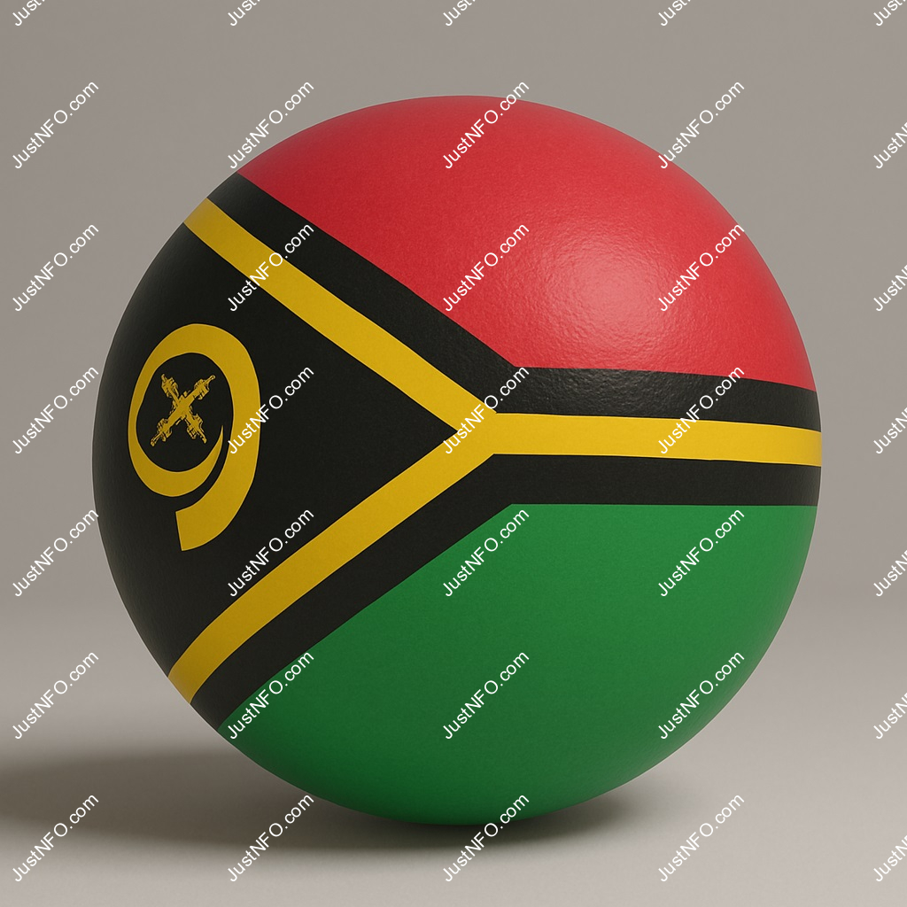 Spherical 3D rendering of the flag of Vanuatu