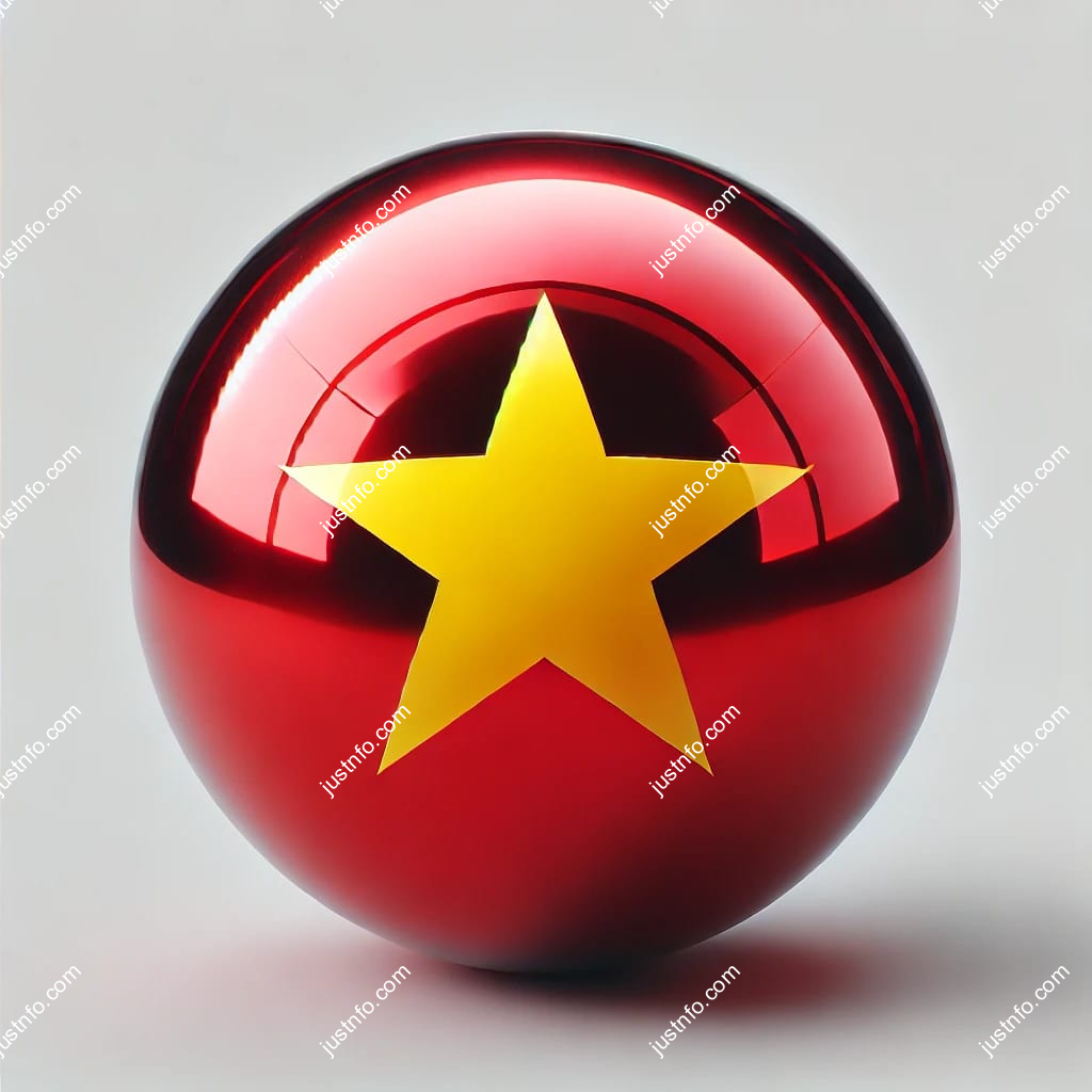 Spherical 3D rendering of the flag of Vietnam