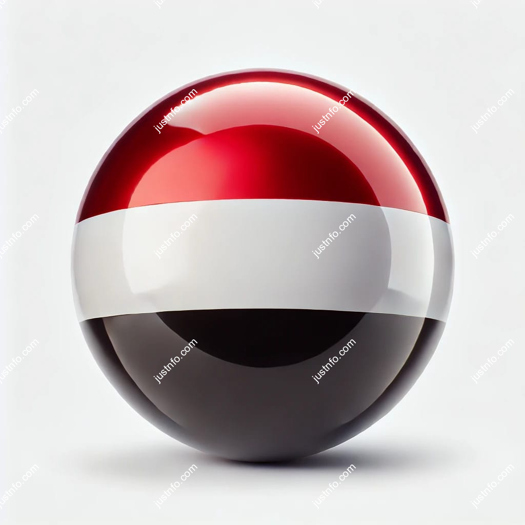 Spherical 3D rendering of the flag of Yemen