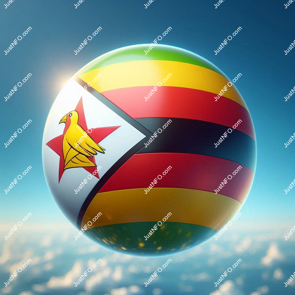 Spherical 3D rendering of the flag of Zimbabwe