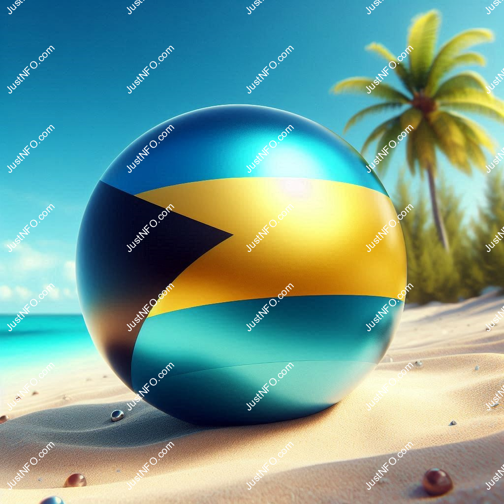 Spherical 3D rendering of the flag of the Bahamas