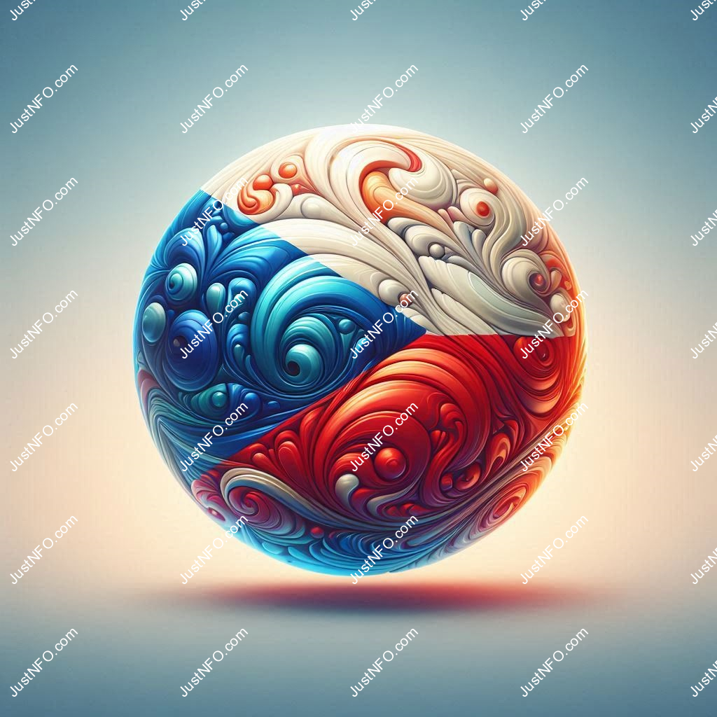 Spherical 3D rendering of the flag of the Czech Republic