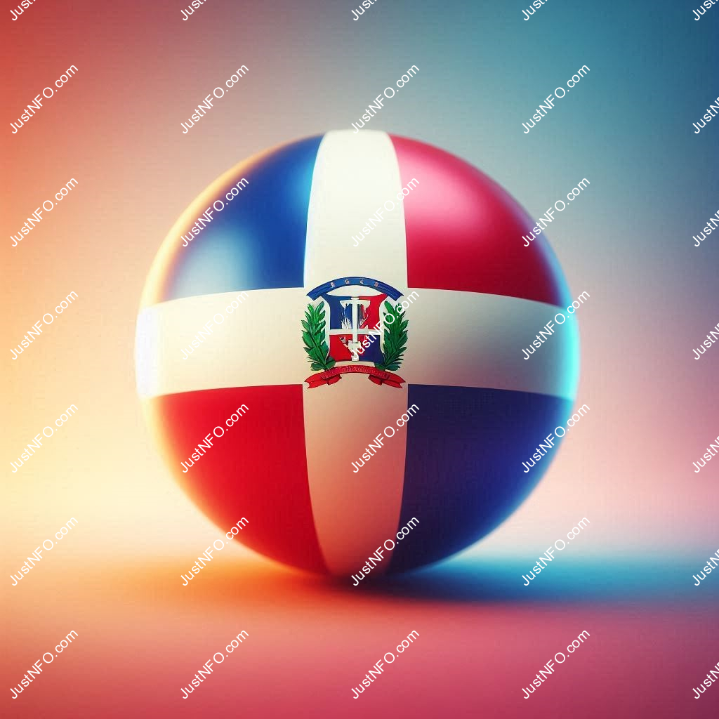 Spherical 3D rendering of the flag of the Dominican Republic