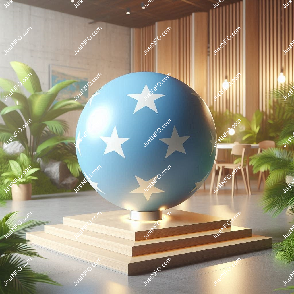 Spherical 3D rendering of the flag of the Federated States of Micronesia