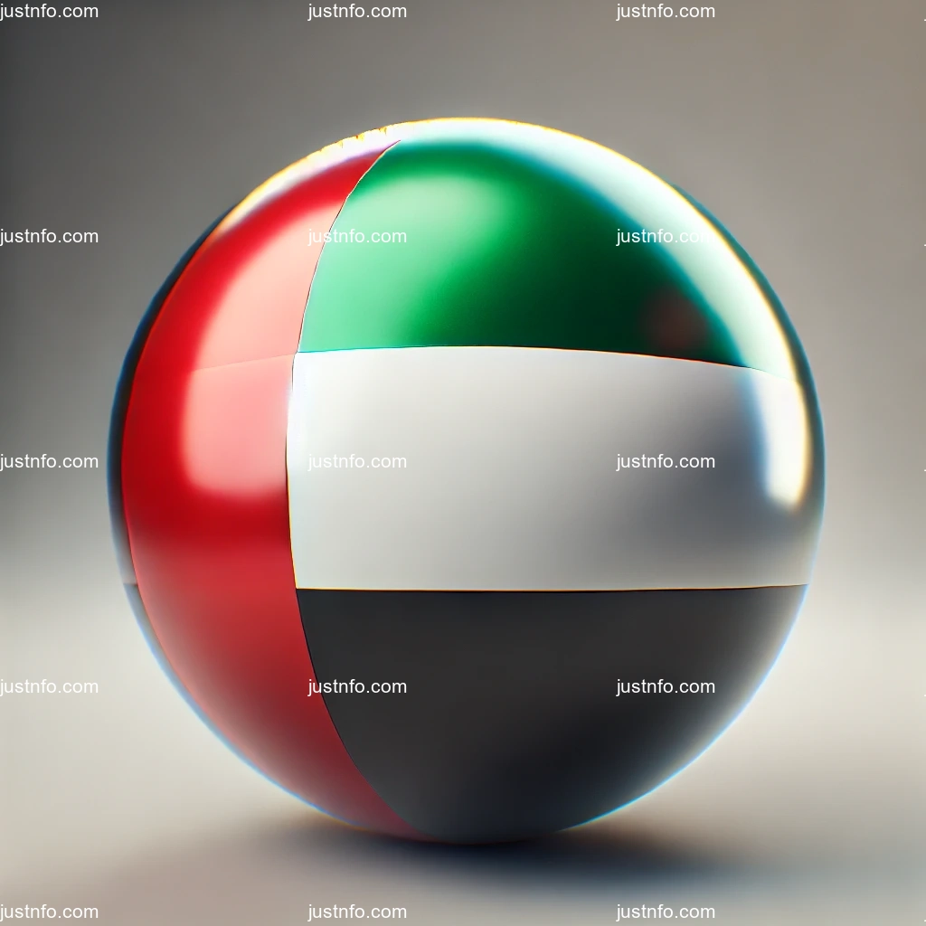 Spherical 3D rendering of the flag of the United Arab Emirates - version 2