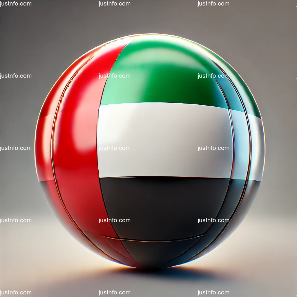 Spherical 3D rendering of the flag of the United Arab Emirates