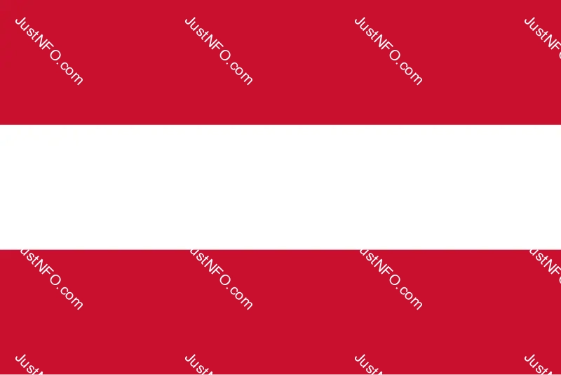 The national flag of Austria consisting of three horizontal stripes in red, white, and red, symbolizing courage and peace, and known as one of the world’s oldest flags