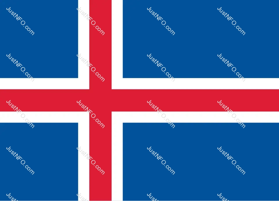The official flag of Iceland featuring a blue field symbolizing the ocean, a red cross representing volcanic energy, and white borders signifying ice and purity of nature